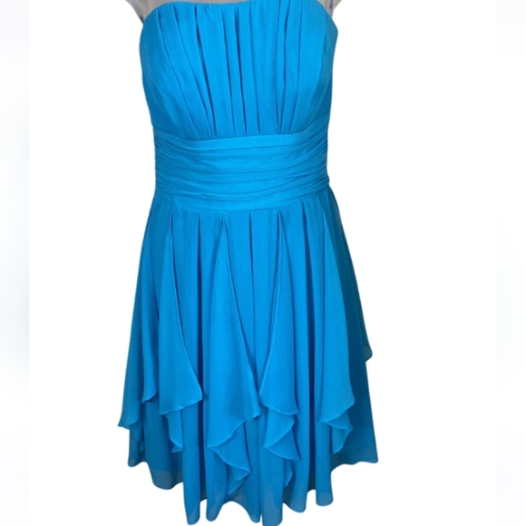 David's Bridal Blue Knee Length Dress 👗. Size 2 - Picture 2 of 7